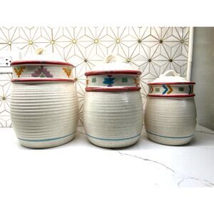 Vintage Saratoga Treasure Craft USA Ceramic Canister Set (Set of 3)